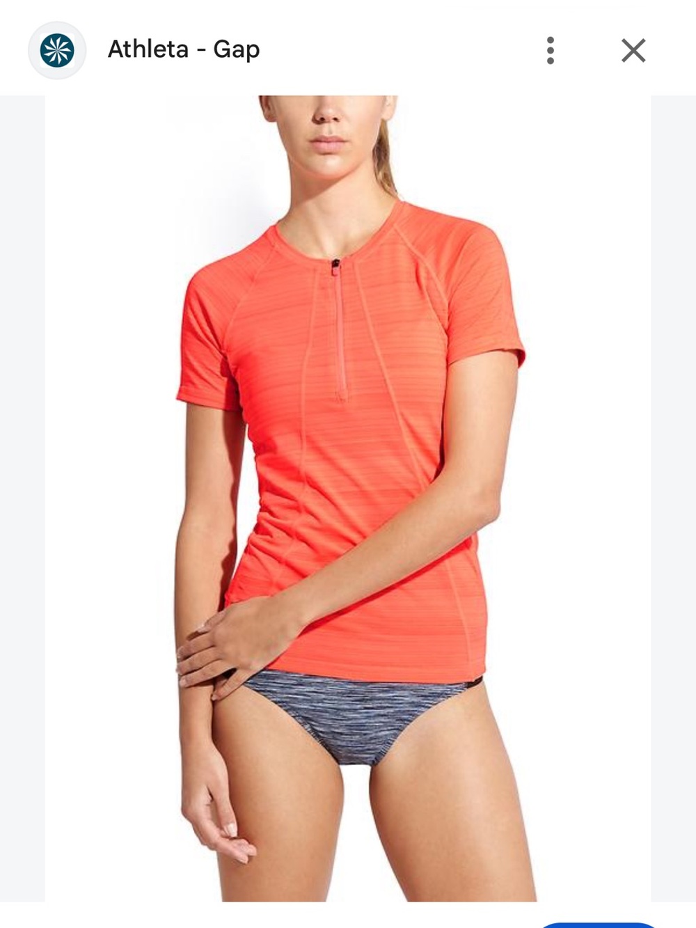 Athleta Pacifica UPF 50+ Tee 2 Sz Medium Ember Orange Rashguard Swim